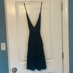 NWT Smocked Tiered Ruffle Black Dress Size L Casual